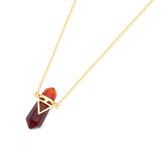 PINGENTE ZEN DETALHE DOURADO PEDRA NATURAL 3CM